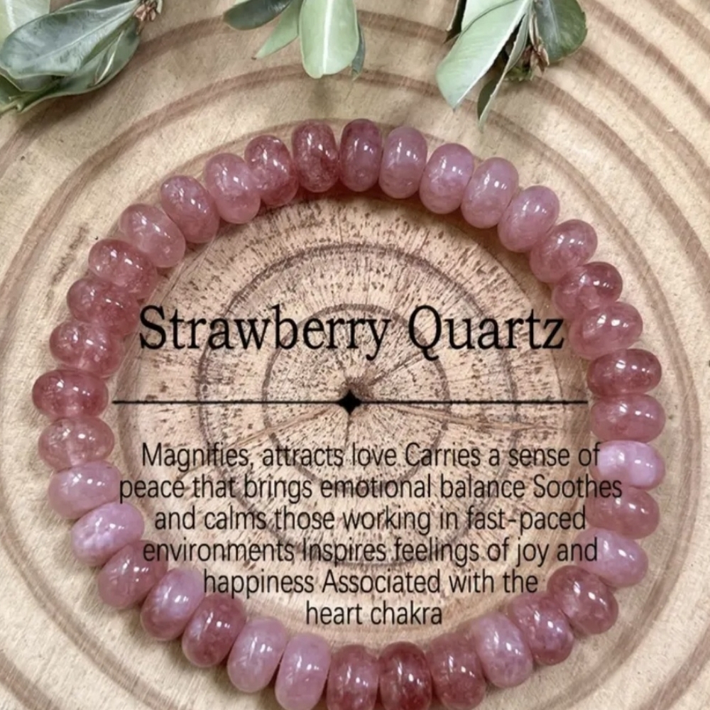 🩷🩷NEW🩷🩷 PRETTY!! STRAWBERRY QUARTZ Stretchy Beaded Bracelet